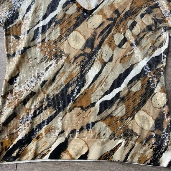 Marina Rinaldi Abstract Sequins Knit Blouse - Picture 8 of 16